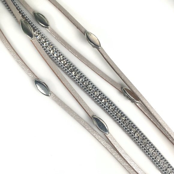 Silver Leather Wrap Bangle Magnet Bracelet - Picture 5 of 6